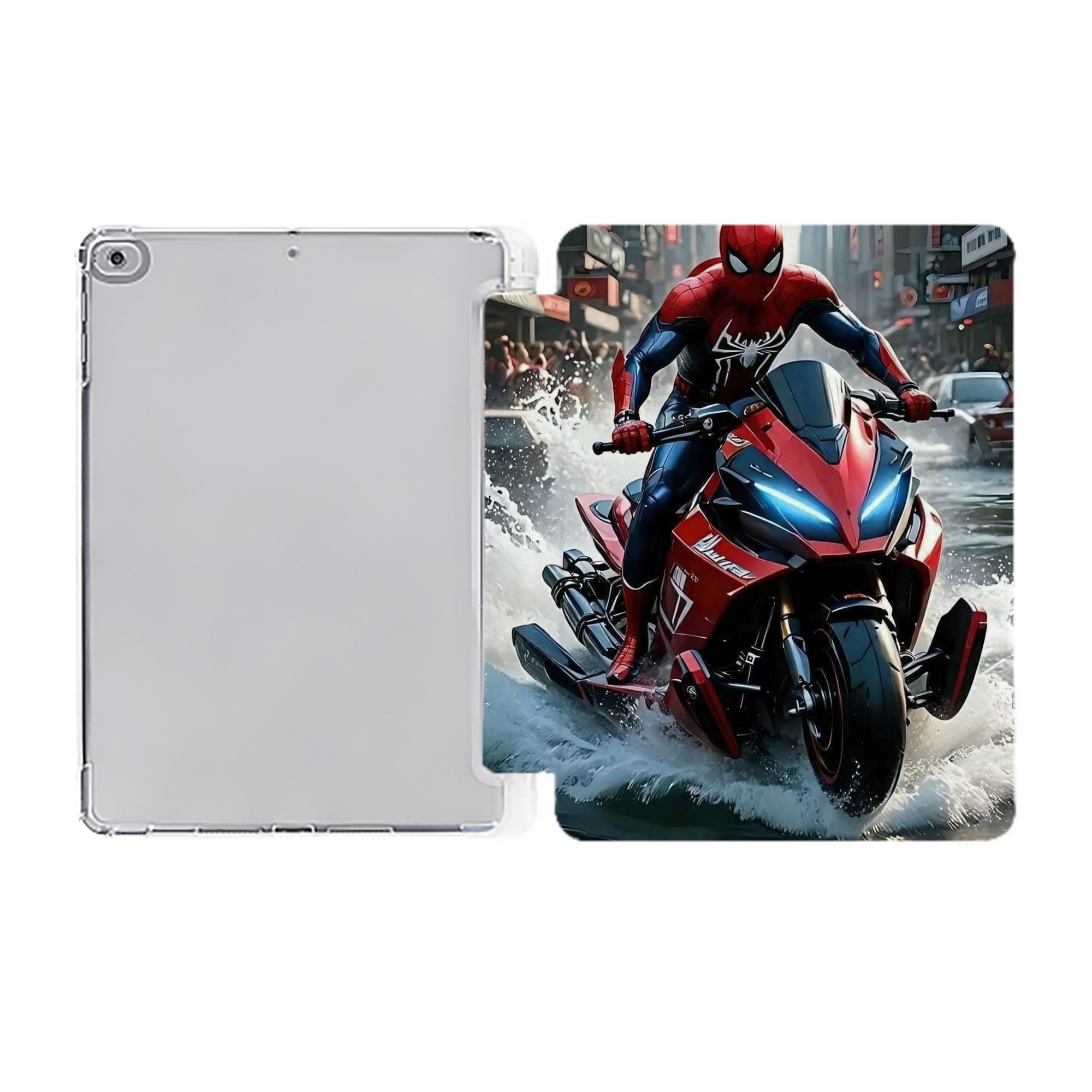 （画像用） Spider Man スパイダーマン IPad ケース ペン収納付き 三つ折りスタンド PUレザー×シリコン 対応機種9.5/10.5/10.9インチ